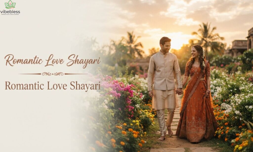 Romantic Love Shayari with a couple at sunset