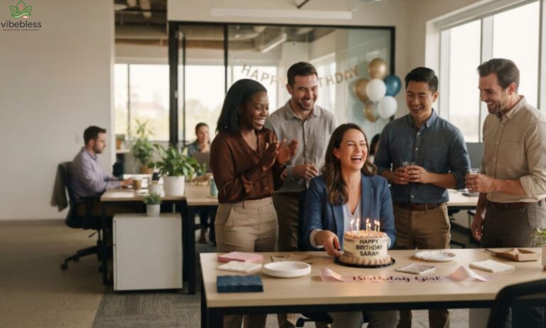 Birthday wishes for coworker shared during a warm office birthday celebration