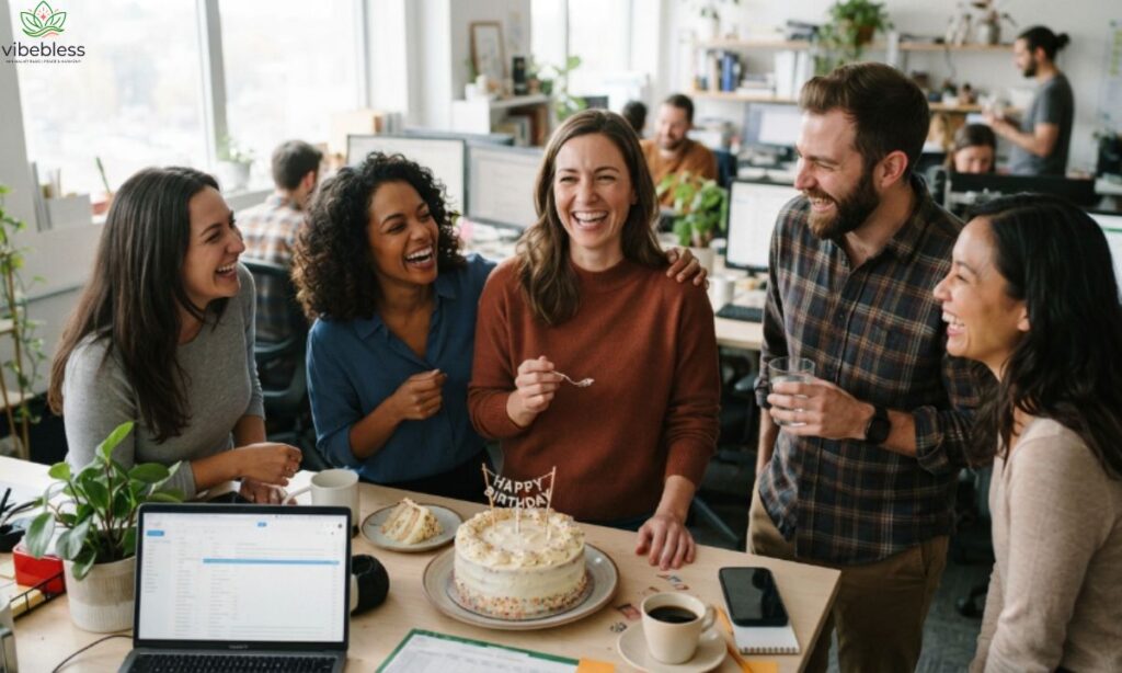 Funny birthday wishes for coworker during a cheerful office celebration