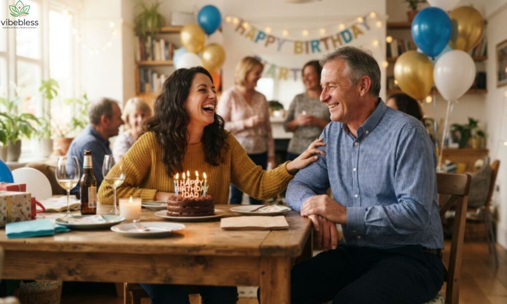 Funny Birthday Wishes for Dad from Daughter during a playful birthday celebration