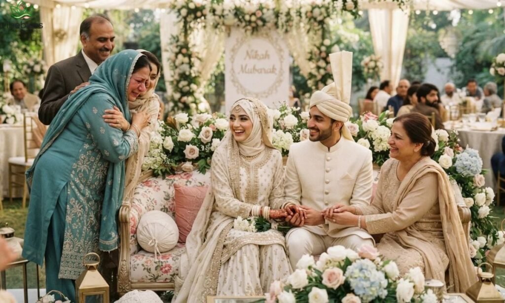 Islamic wedding wishes for cousin sister celebrating her nikah with family
