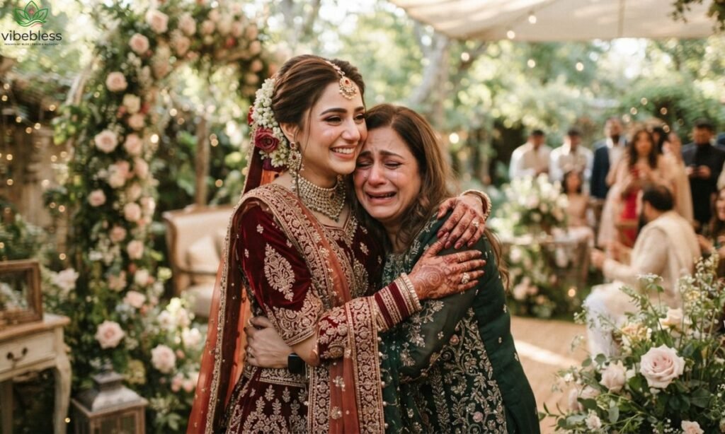 Short emotional wedding wishes for sister during a touching wedding moment