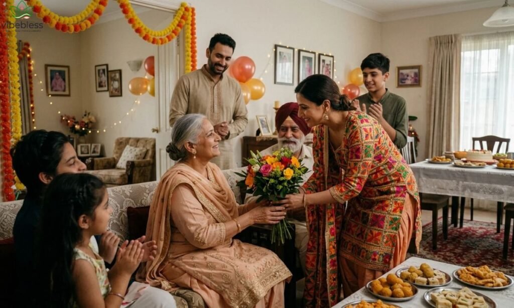 Birthday wishes for mother-in-law in Punjabi with a loving family celebration
