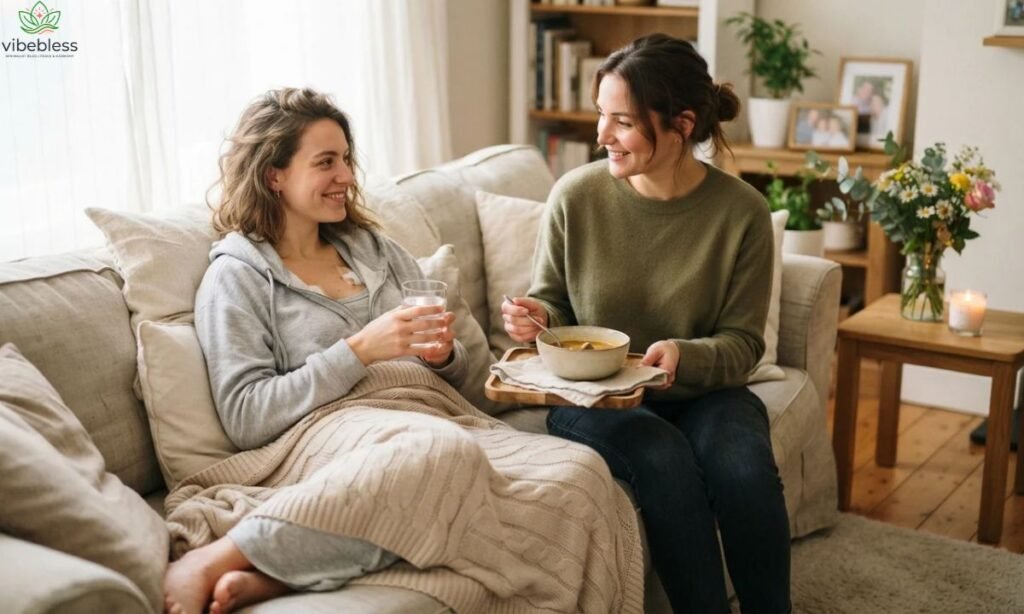Get well soon wishes for sister after surgery during a peaceful recovery at home