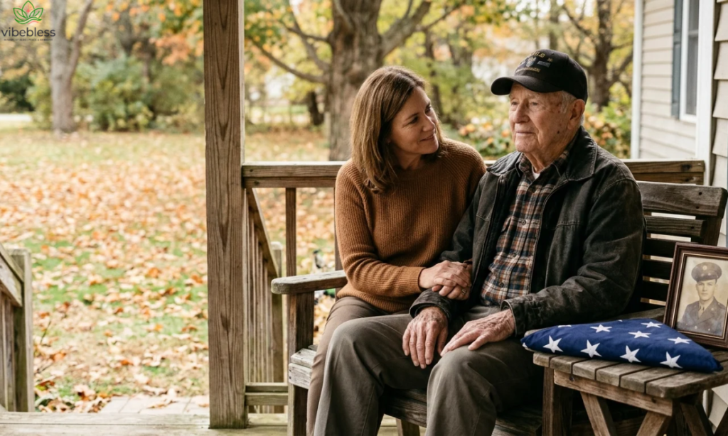 Heartfelt Veterans Day wishes for Dad represented by a daughter holding her veteran father's hand.